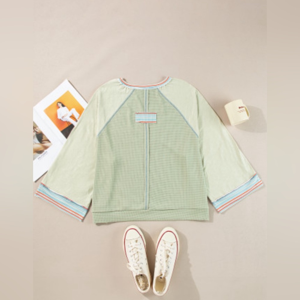 Dawson waffle knit bracelet sleeve raglan top - Picture 7 of 11